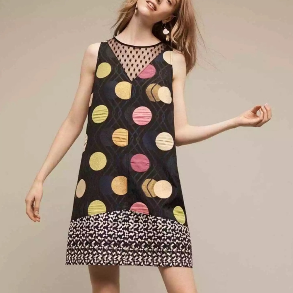 MAEVE by Anthropologie Tilde jacquard mesh polka dot dress